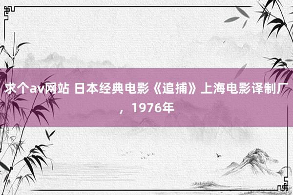 求个av网站 日本经典电影《追捕》上海电影译制厂，1976年