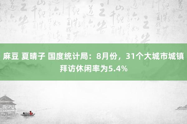 麻豆 夏晴子 国度统计局：8月份，31个大城市城镇拜访休闲率为5.4%