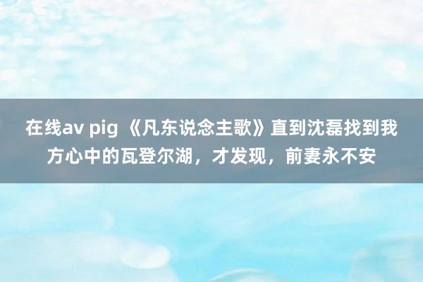 在线av pig 《凡东说念主歌》直到沈磊找到我方心中的瓦登尔湖，才发现，前妻永不安