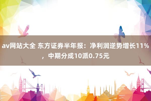 av网站大全 东方证券半年报：净利润逆势增长11%，中期分成10派0.75元