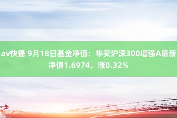 av快播 9月18日基金净值：华安沪深300增强A最新净值1.6974，涨0.32%