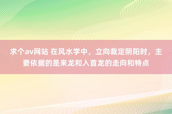 求个av网站 在风水学中，立向裁定阴阳时，主要依据的是来龙和入首龙的走向和特点