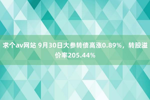 求个av网站 9月30日大参转债高涨0.89%，转股溢价率205.44%