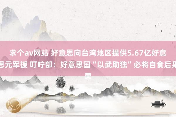 求个av网站 好意思向台湾地区提供5.67亿好意思元军援 叮咛部：好意思国“以武助独”必将自食后果