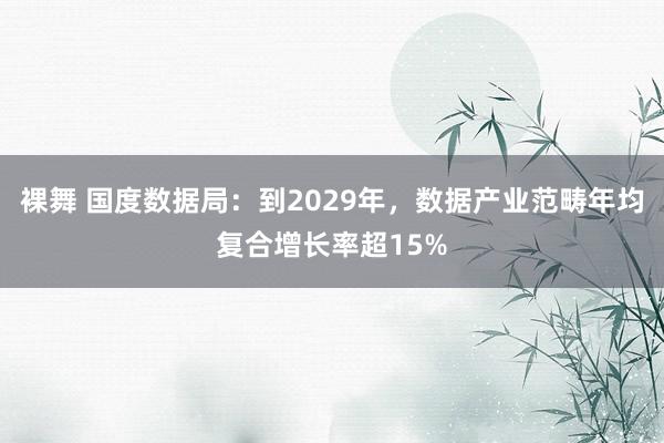 裸舞 国度数据局：到2029年，数据产业范畴年均复合增长率超15%