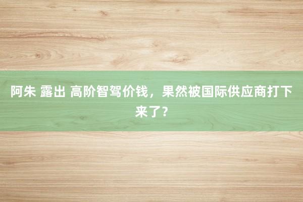 阿朱 露出 高阶智驾价钱，果然被国际供应商打下来了？