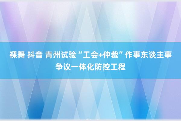 裸舞 抖音 青州试验“工会+仲裁”作事东谈主事争议一体化防控工程