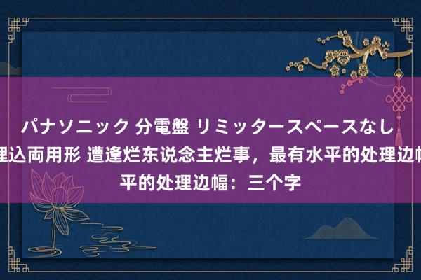 パナソニック 分電盤 リミッタースペースなし 露出・半埋込両用形 遭逢烂东说念主烂事，最有水平的处理边幅：三个字