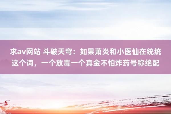 求av网站 斗破天穹：如果萧炎和小医仙在统统这个词，一个放毒一个真金不怕炸药号称绝配