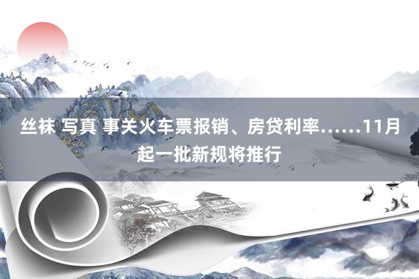 丝袜 写真 事关火车票报销、房贷利率……11月起一批新规将推行