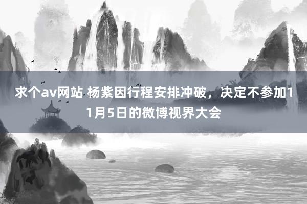 求个av网站 杨紫因行程安排冲破，决定不参加11月5日的微博视界大会