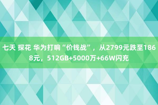 七天 探花 华为打响“价钱战”，从2799元跌至1868元，512GB+5000万+66W闪充