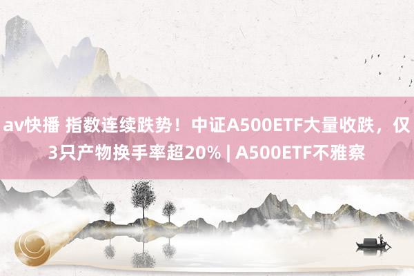 av快播 指数连续跌势！中证A500ETF大量收跌，仅3只产物换手率超20% | A500ETF不雅察