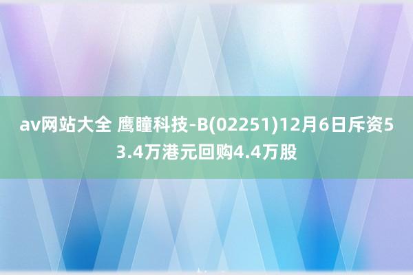 av网站大全 鹰瞳科技-B(02251)12月6日斥资53.4万港元回购4.4万股