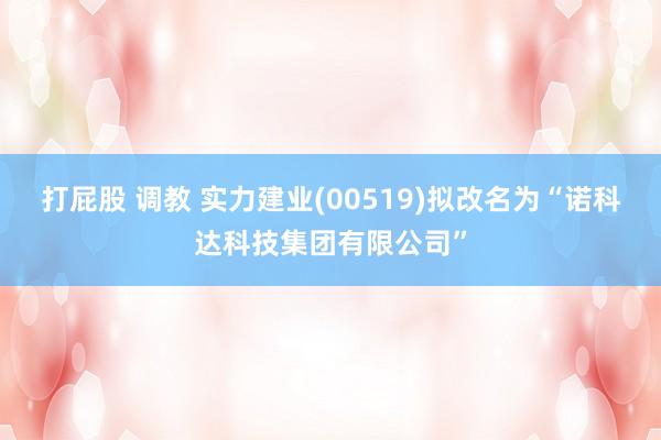 打屁股 调教 实力建业(00519)拟改名为“诺科达科技集团有限公司”