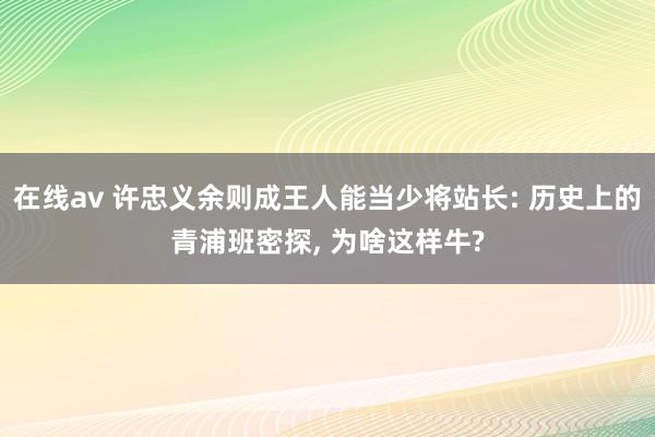 在线av 许忠义余则成王人能当少将站长: 历史上的青浦班密探, 为啥这样牛?