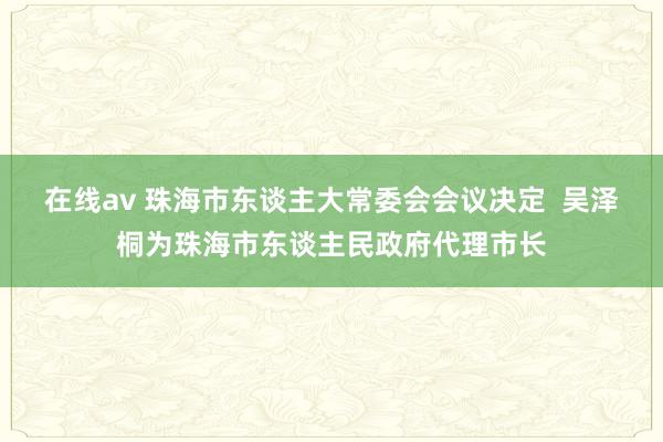 在线av 珠海市东谈主大常委会会议决定  吴泽桐为珠海市东谈主民政府代理市长