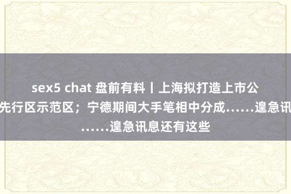 sex5 chat 盘前有料丨上海拟打造上市公司并购重组先行区示范区；宁德期间大手笔相中分成……遑急讯息还有这些