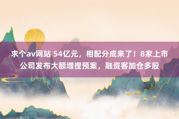 求个av网站 54亿元，相配分成来了！8家上市公司发布大额增捏预案，融资客加仓多股