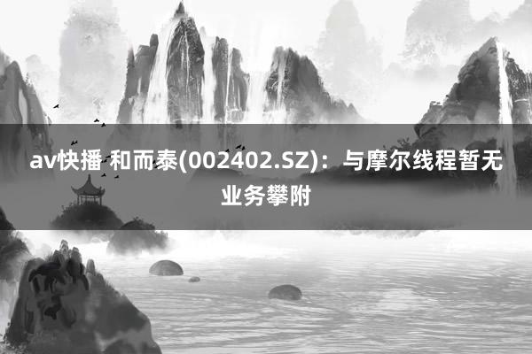 av快播 和而泰(002402.SZ)：与摩尔线程暂无业务攀附