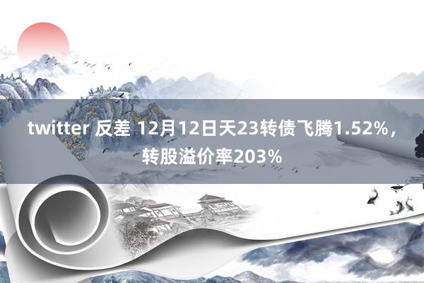 twitter 反差 12月12日天23转债飞腾1.52%，转股溢价率203%