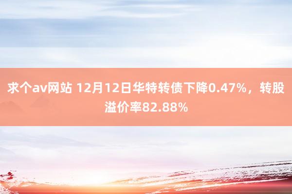 求个av网站 12月12日华特转债下降0.47%，转股溢价率82.88%