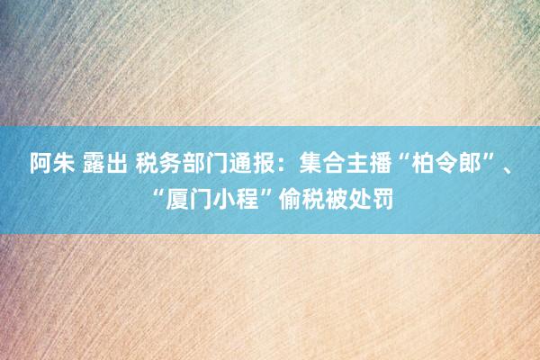 阿朱 露出 税务部门通报：集合主播“柏令郎”、“厦门小程”偷税被处罚