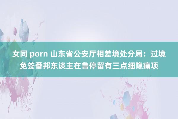 女同 porn 山东省公安厅相差境处分局：过境免签番邦东谈主在鲁停留有三点细隐痛项