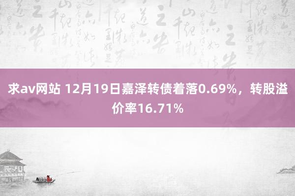 求av网站 12月19日嘉泽转债着落0.69%，转股溢价率16.71%