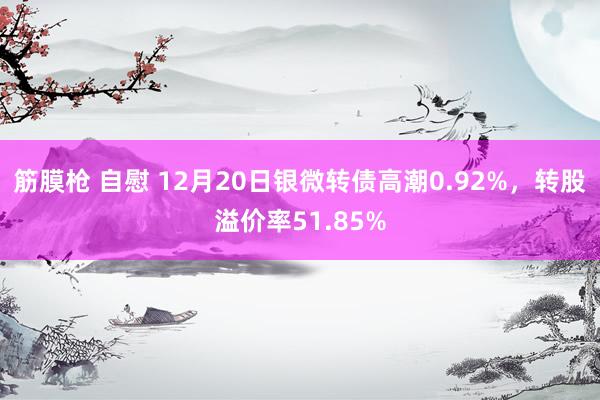 筋膜枪 自慰 12月20日银微转债高潮0.92%，转股溢价率51.85%