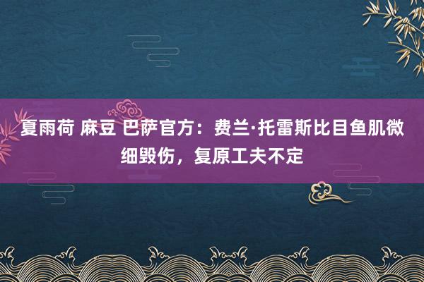 夏雨荷 麻豆 巴萨官方：费兰·托雷斯比目鱼肌微细毁伤，复原工夫不定