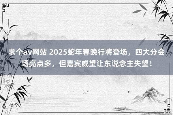 求个av网站 2025蛇年春晚行将登场，四大分会场亮点多，但嘉宾威望让东说念主失望！