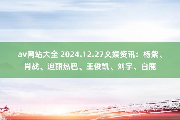 av网站大全 2024.12.27文娱资讯：杨紫、肖战、迪丽热巴、王俊凯、刘宇、白鹿