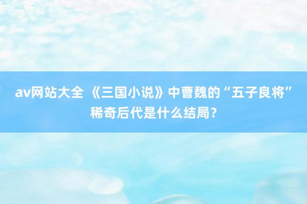 av网站大全 《三国小说》中曹魏的“五子良将”稀奇后代是什么结局？