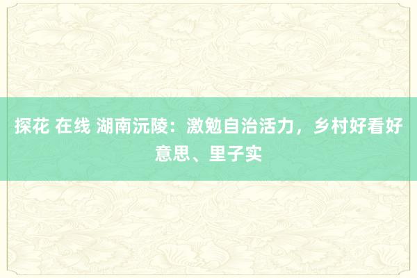 探花 在线 湖南沅陵：激勉自治活力，乡村好看好意思、里子实