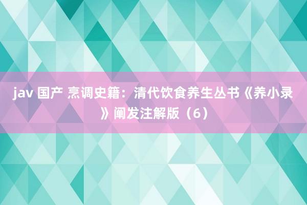 jav 国产 烹调史籍：清代饮食养生丛书《养小录》阐发注解版（6）