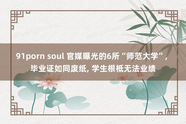 91porn soul 官媒曝光的6所“师范大学”， 毕业证如同废纸， 学生根柢无法业绩