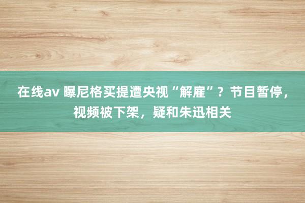 在线av 曝尼格买提遭央视“解雇”？节目暂停，视频被下架，疑和朱迅相关