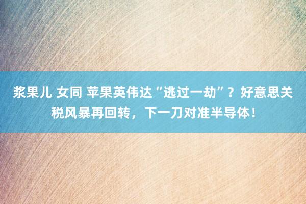 浆果儿 女同 苹果英伟达“逃过一劫”？好意思关税风暴再回转，下一刀对准半导体！